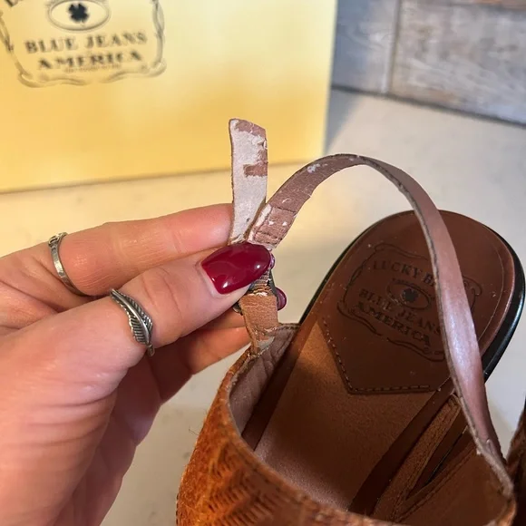 New Lucky Brand Maris Woven Wedge Platform Heeled Sandals - Picture 13 of 15